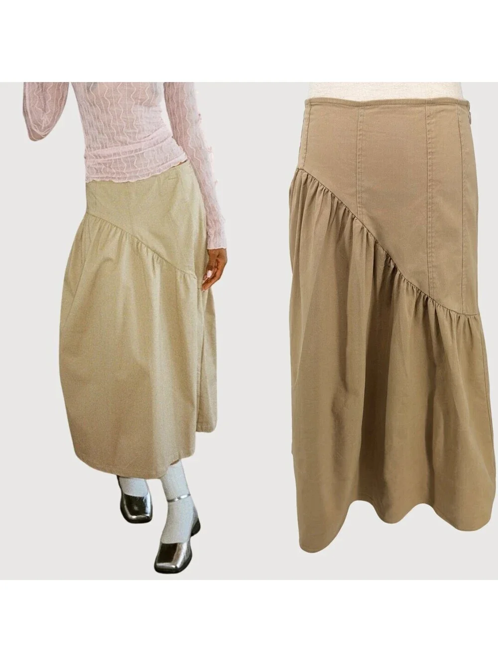 Lisa Says Gah Maeve Asymmetric Drop Waist Midi Skirt S
